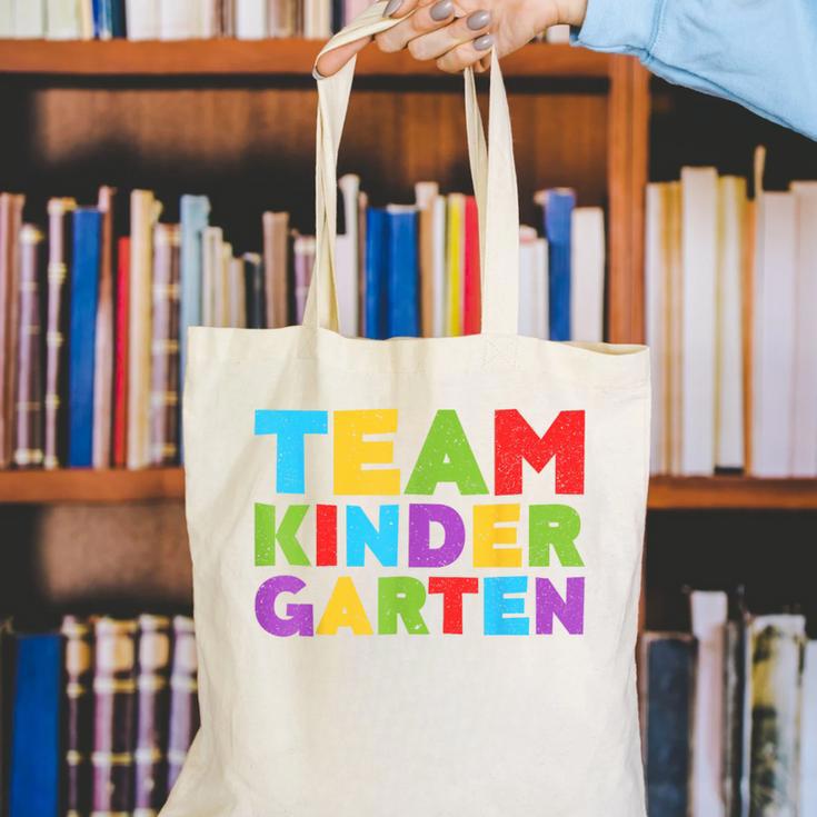 Team Kindergarten Shirt Teacher Back To School Graduation Men Women Girls Kids Canvas Tote Bag