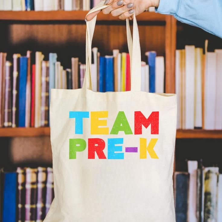 Team Pre-K Shirt Teacher Boy Girl Back To School Graduation Canvas Tote Bag