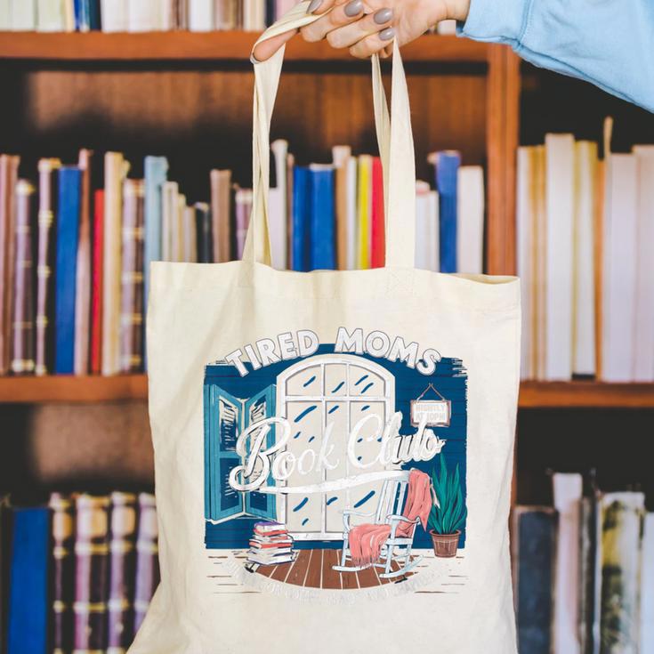 Tired Moms Book Club Coffee Chaos And Chapters Graphic Canvas Tote Bag