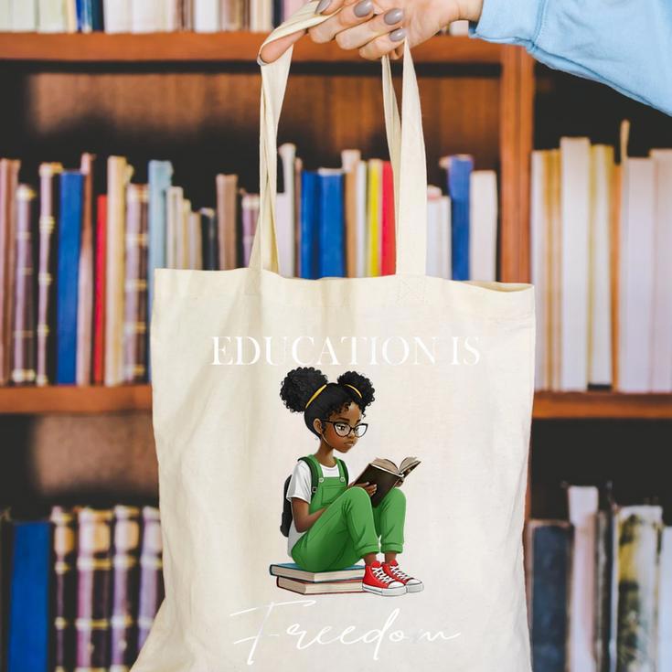 History Month Education Is Freedom Books Black Teacher Canvas Tote Bag
