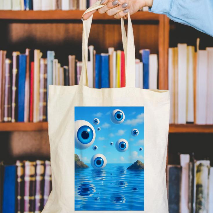 Trippy Weirdcore Frutiger Aero Surreal Eyeballs Y2K Canvas Tote Bag