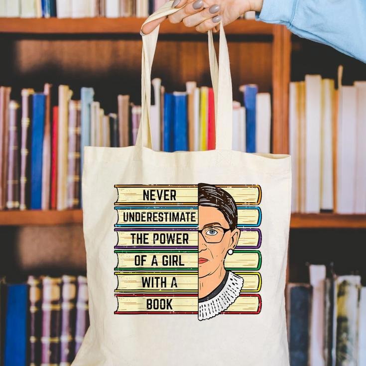 Never Underestimate Girl Read Book Reading Librarian Women Canvas Tote Bag