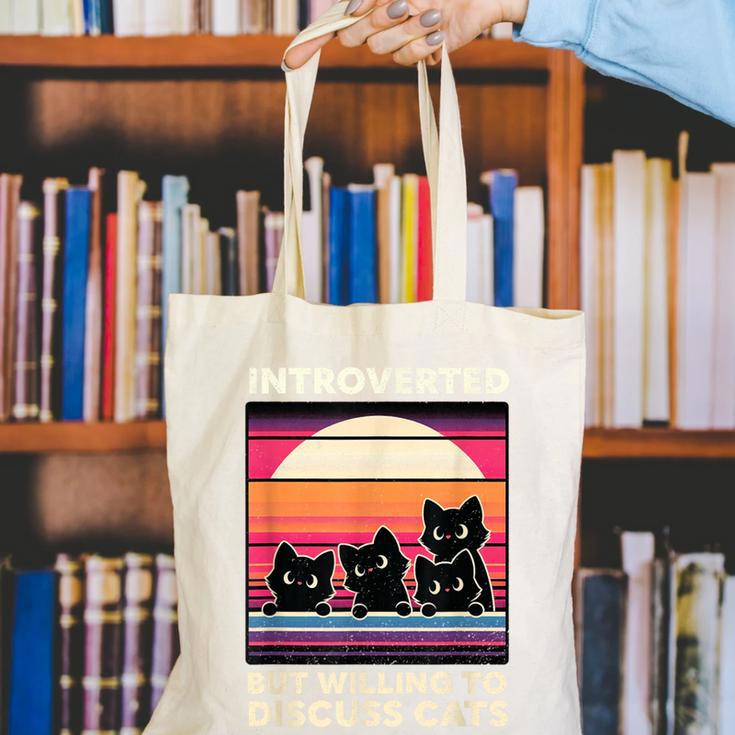 Unique Art For Introverted Cat Fans -Adults Cat Humorous Introvert Small Canvas Tote Bag