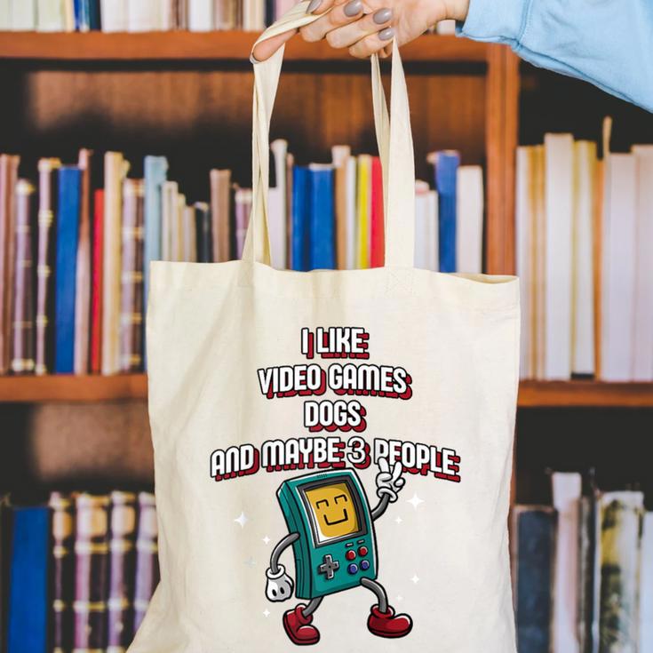 I Like Video Games Dogs And Maybe 3 People Gamer Introvert Raglan Baseball Tee Canvas Tote Bag I Like Video Games Dogs And Maybe 3 People Gamer Introvert Raglan Baseball Tee Canvas Tote Bag
