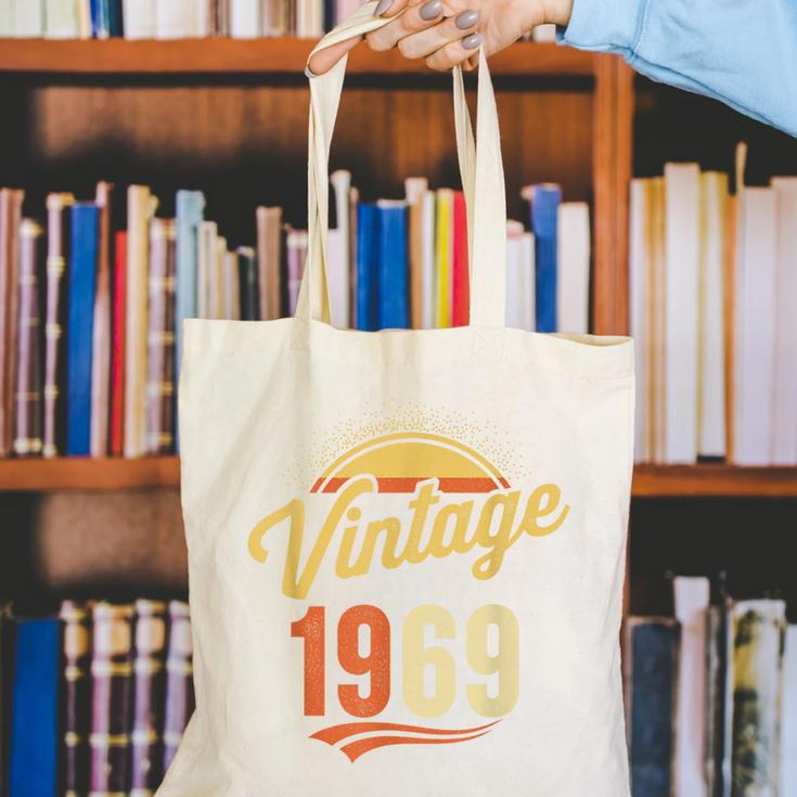 Vintage 1969 Retro Era Badge For Nostalgia Fans Canvas Tote Bag