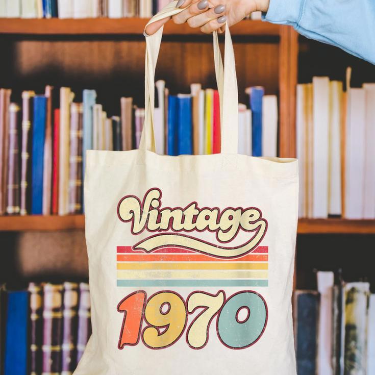 Vintage 1970 Birthday Retro Style 70's Born Nostalgia Outfit Canvas Tote Bag Vintage 1970 Birthday Retro Style 70's Born Nostalgia Outfit Canvas Tote Bag