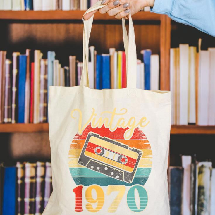 Vintage 1970 Retro Cassette Tape 70s Born Nostalgia Birthday Canvas Tote Bag