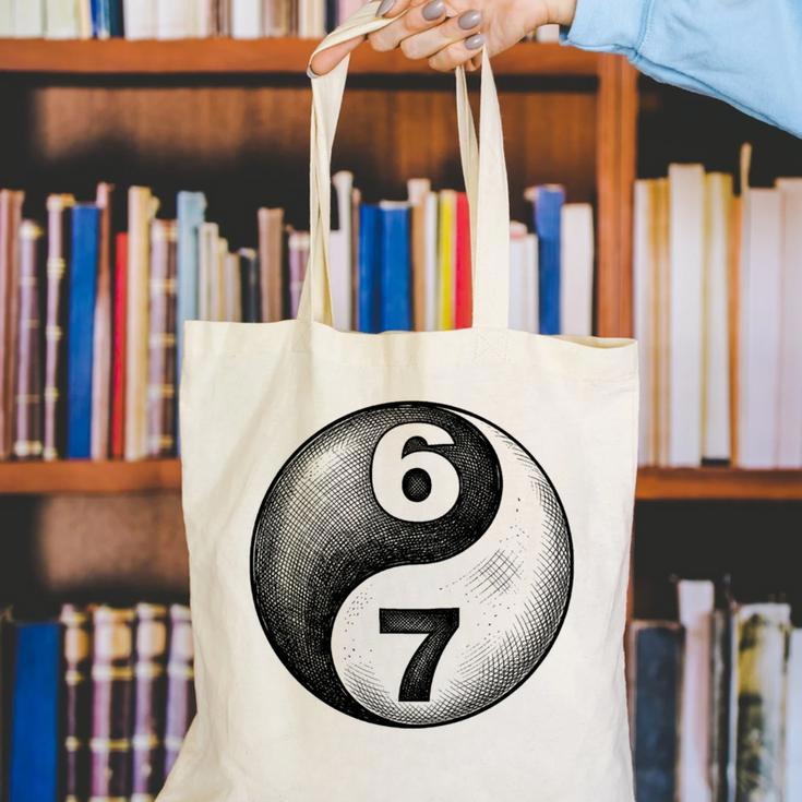 Vintage 6 7 Sketch Yin Yang Namaste Six Seven Nostalgia Canvas Tote Bag Vintage 6 7 Sketch Yin Yang Namaste Six Seven Nostalgia Canvas Tote Bag
