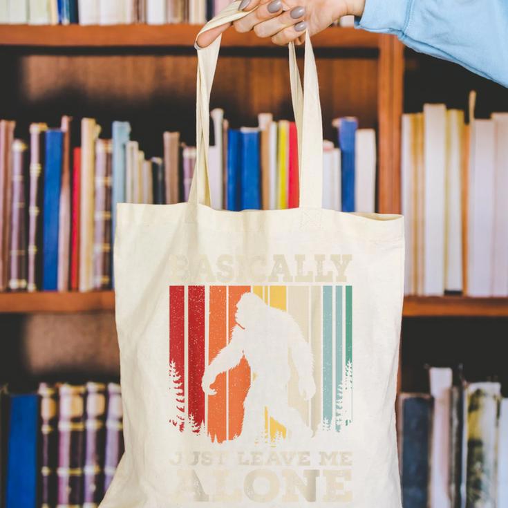Vintage Basically Just Leave Me Alone Bigfoot Introverts Canvas Tote Bag Vintage Basically Just Leave Me Alone Bigfoot Introverts Canvas Tote Bag