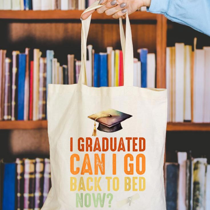 Vintage I Graduated Can I Go Back To Bed Now Graduation Canvas Tote Bag