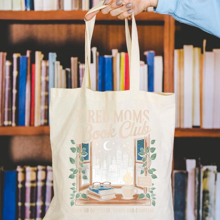 Vintage Tired Moms Book Club Bookish Booktrovert Canvas Tote Bag