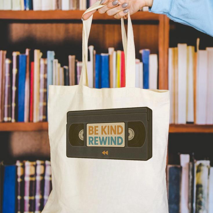 Vintage VHS Tape Humor Retro Nostalgia Graphic Premium Canvas Tote Bag