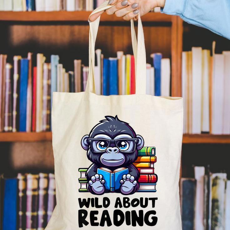 Wild About Reading Book Lover Gorilla Canvas Tote Bag