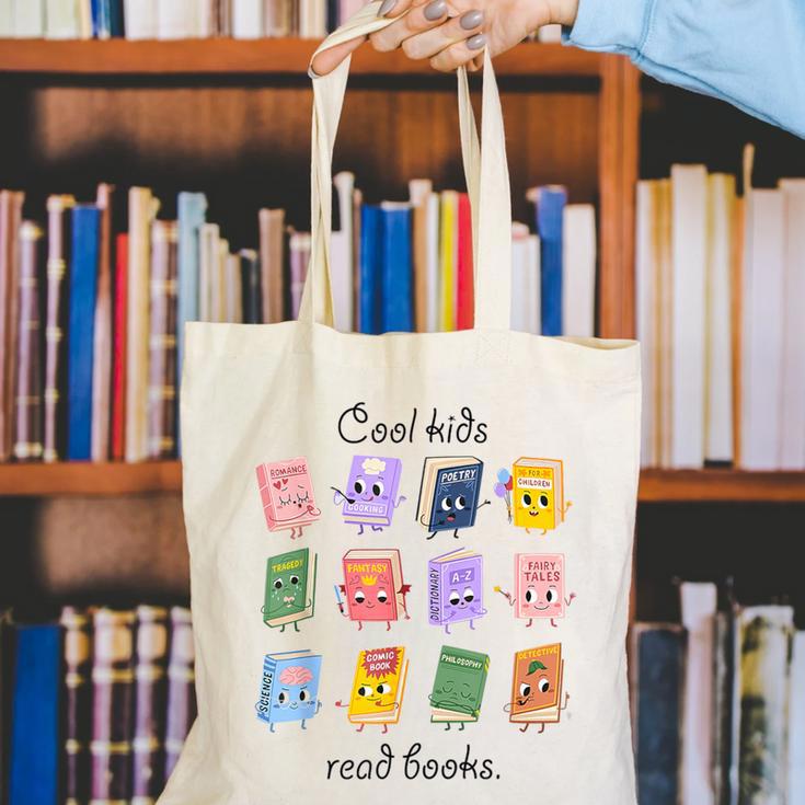 Women Cool Kids Read Books Teacher Back To School Librarian Canvas Tote Bag