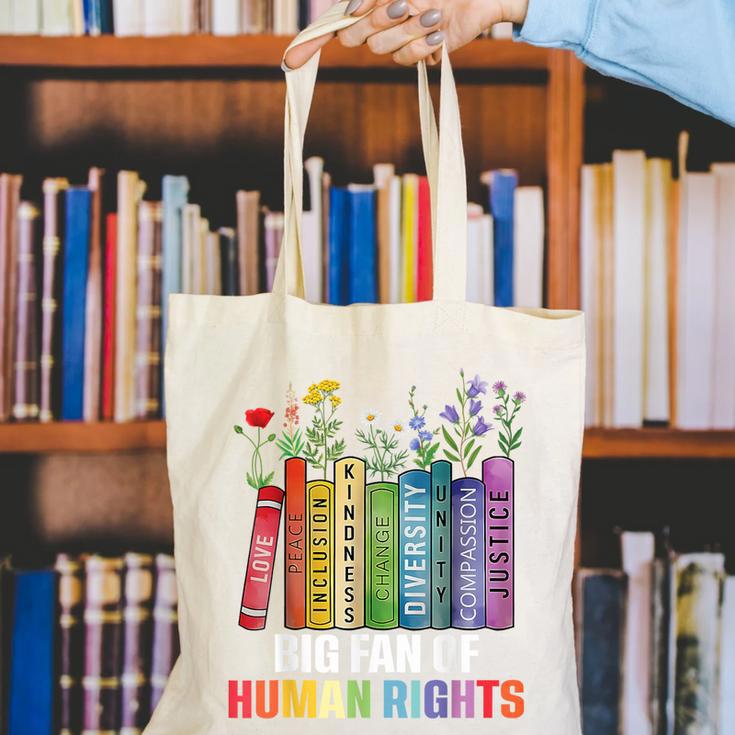 Women Floral Book Big Fan Of Human Rights Liberal Protest Canvas Tote Bag