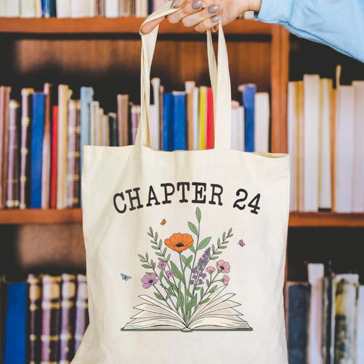 Women's Chapter 24 Book Lovers & Readers 24th Birthday Wildflowers Canvas Tote Bag