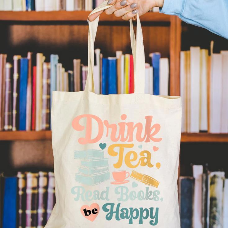 Women's Drink Tea Read Books Nerd Book Reader Book Reading Lover Canvas Tote Bag