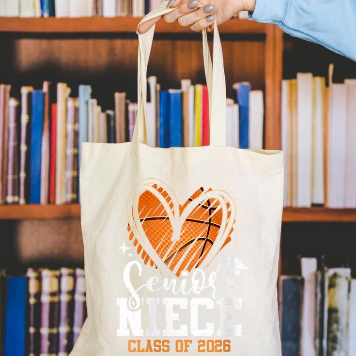 Women's Senior Niece Class Of 2026 Basketball Graduation Heart Canvas Tote Bag