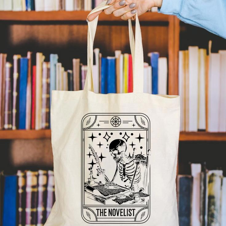 Writer Novelist Book Poetry Author Skeleton Tarot Card Canvas Tote Bag Writer Novelist Book Poetry Author Skeleton Tarot Card Canvas Tote Bag