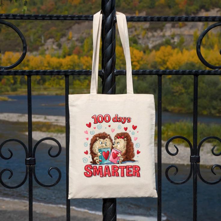 100 Days Smarter Shirt Cute Hedgehog Love Books School Tee Canvas Tote Bag