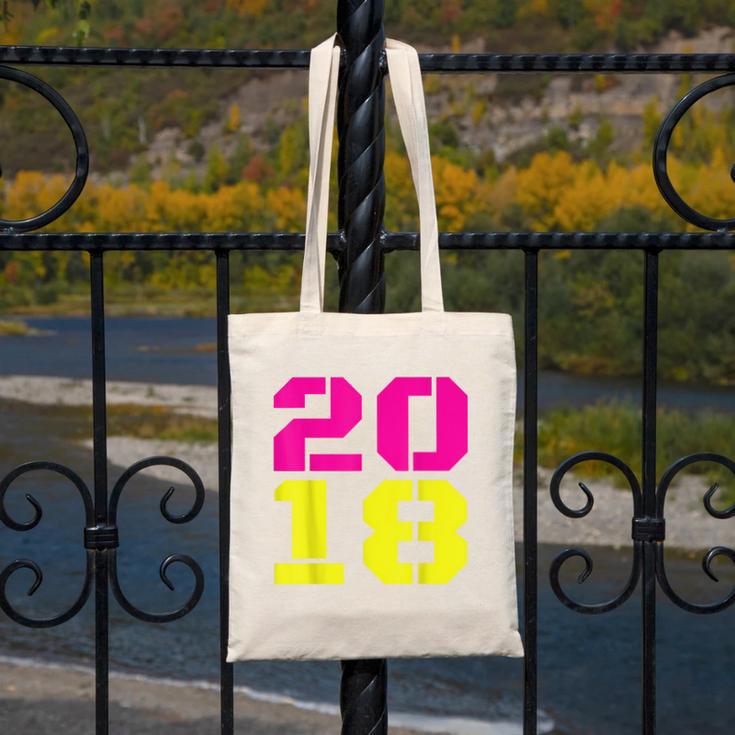 2018 Big Neon Numbers For The New Year Or Graduation Canvas Tote Bag