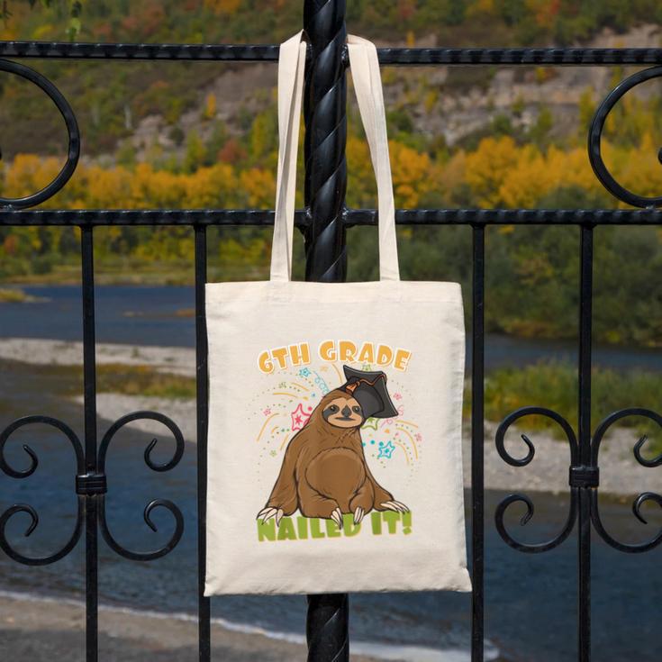 6th Grade Graduation Sloth Nailed It Class Of 2025 Canvas Tote Bag