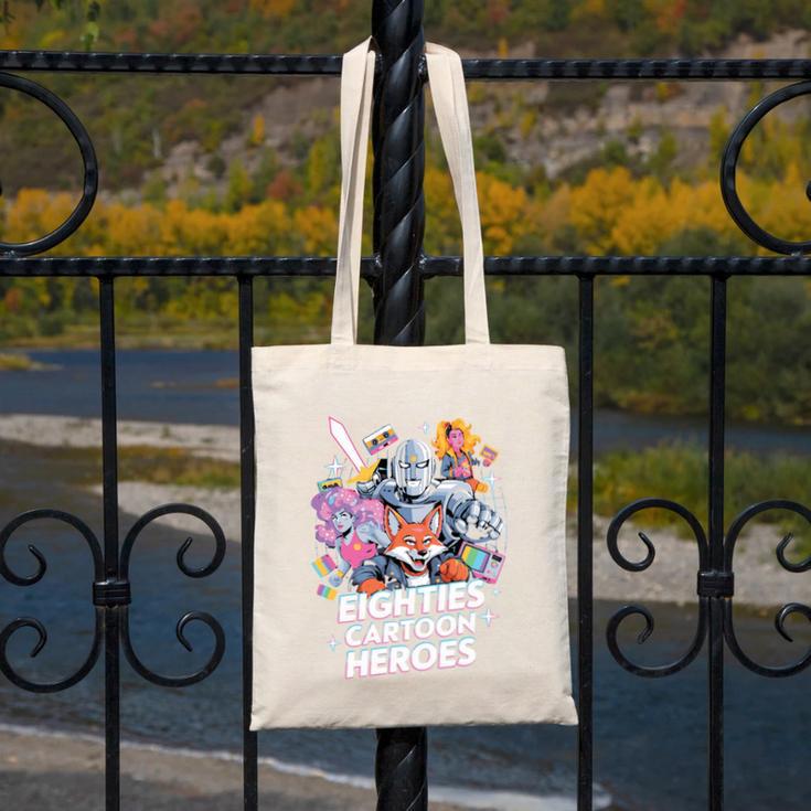 80's Cartoon Heroes Apparel For Retro Nostalgia Fans Canvas Tote Bag