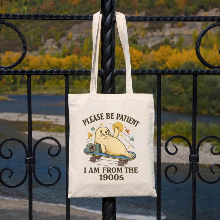 90s Manatee Humor Please Patient I'm From The 1900s Canvas Tote Bag
