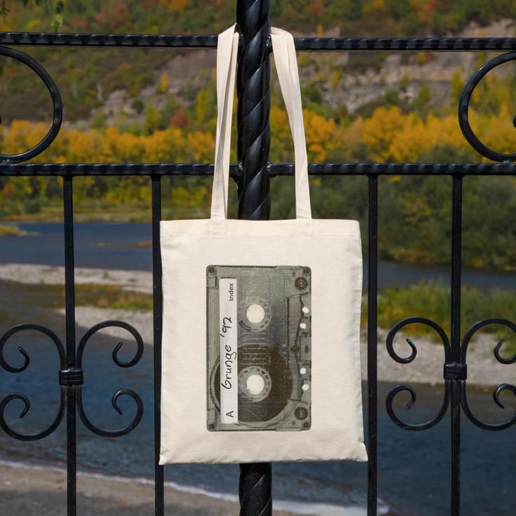 90s MUSIC NOSTALGIA GRAPHIC Raglan Baseball Tee Canvas Tote Bag