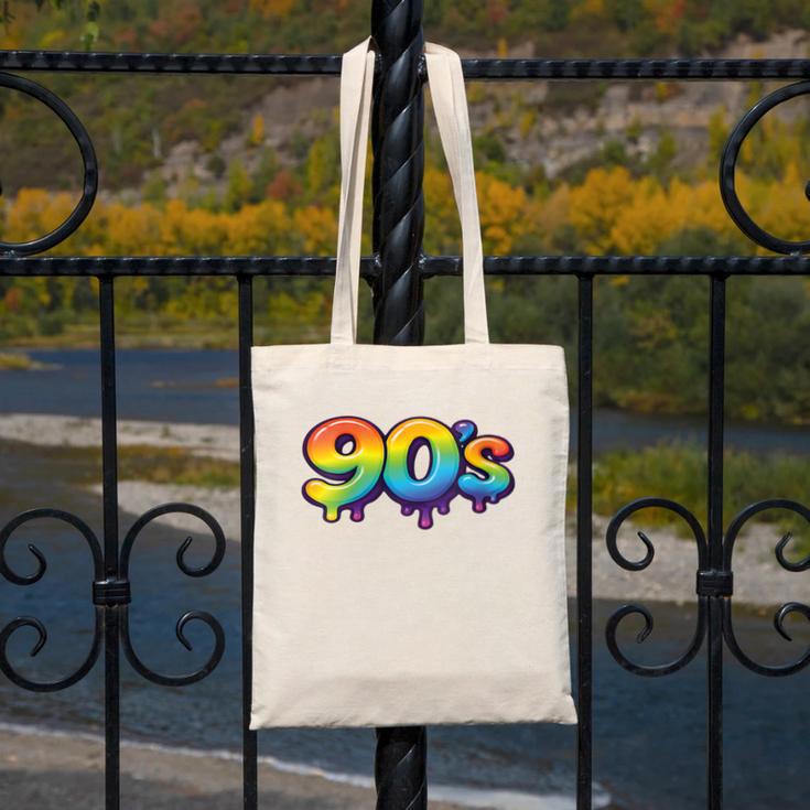 90s Retro Pop Art Rainbow Lips Nostalgia Costume 90s Canvas Tote Bag