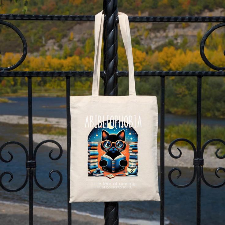 Abibliophobia Cat Reading Bookworm Reader Nerd For Men Women Girls Kids Canvas Tote Bag
