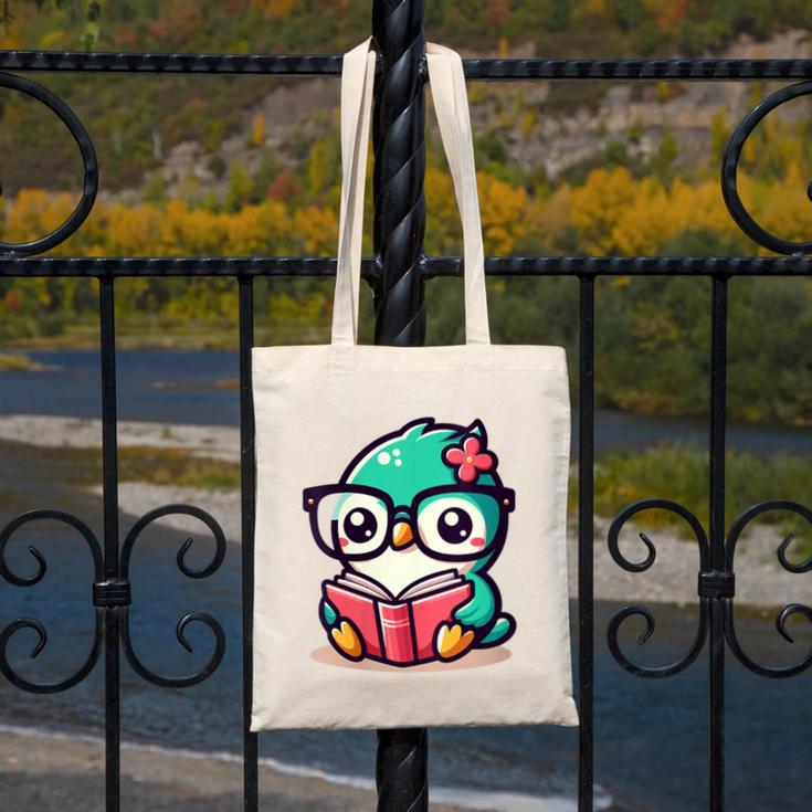Adorable Book Lover Humming Bird With Reading Glasses Cute Canvas Tote Bag Adorable Book Lover Humming Bird With Reading Glasses Cute Canvas Tote Bag