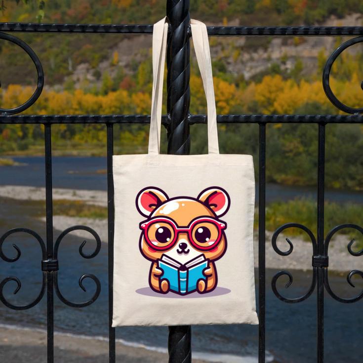 Adorable Book Lover Quokka With Reading Glasses Cute Canvas Tote Bag