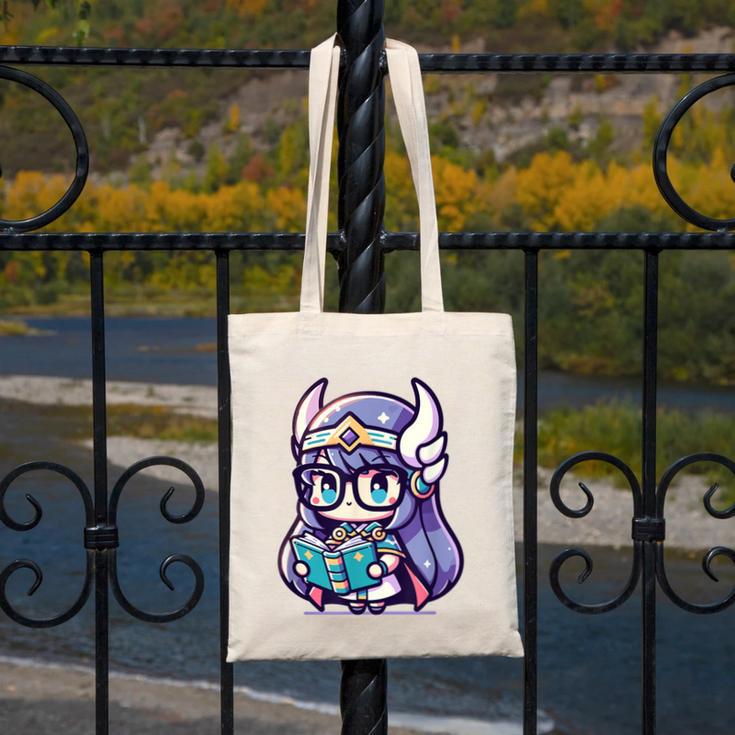 Adorable Book Lover Valkyrie With Reading Glasses Cute Canvas Tote Bag