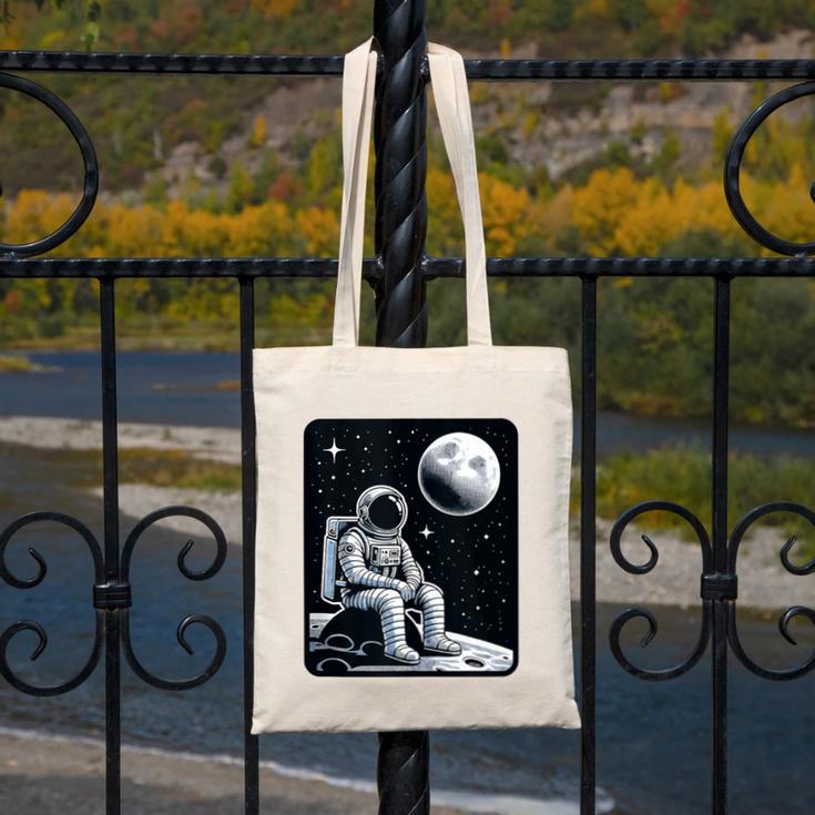 Aesthetic Spaceman Astronaut On The Moon Space Introvert Canvas Tote Bag Aesthetic Spaceman Astronaut On The Moon Space Introvert Canvas Tote Bag