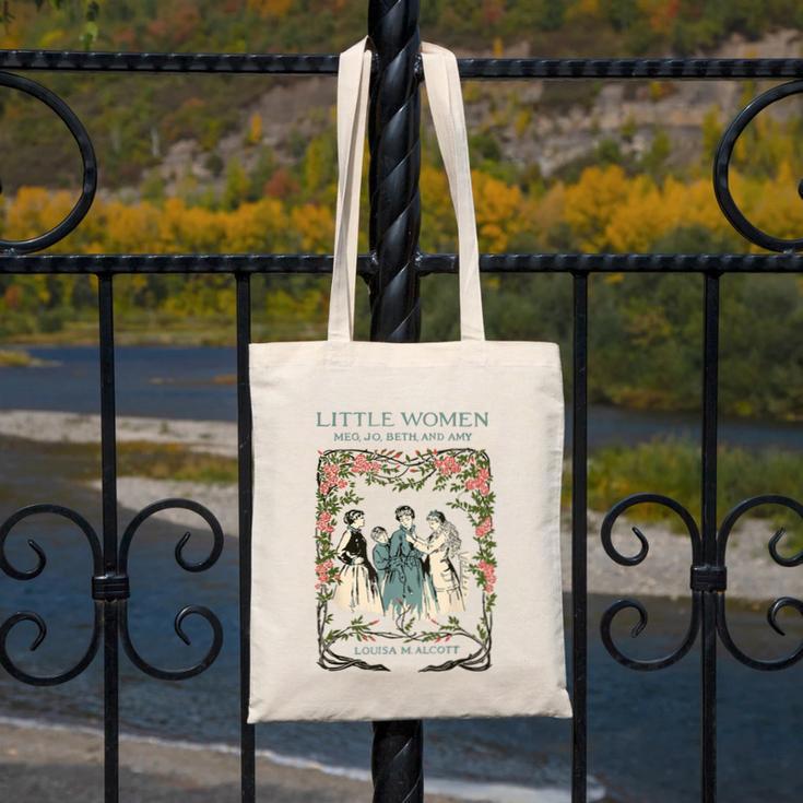 Alcott Little Women Characters Literature Book Illustration Canvas Tote Bag Alcott Little Women Characters Literature Book Illustration Canvas Tote Bag