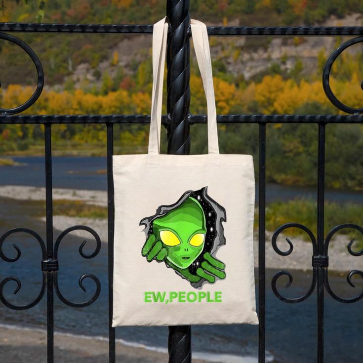 Alien Face Ew People UFO Introvert Meme Men Women Kids Canvas Tote Bag Alien Face Ew People UFO Introvert Meme Men Women Kids Canvas Tote Bag