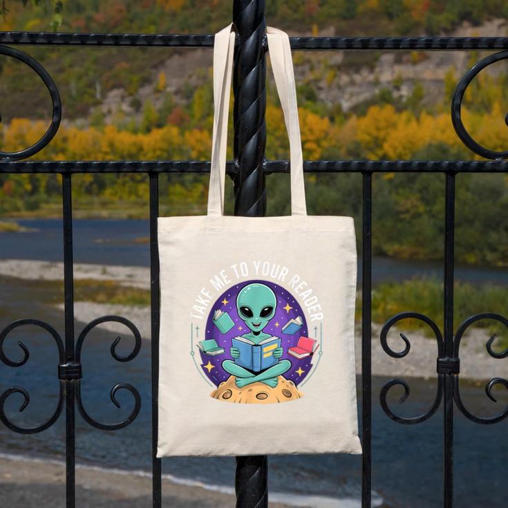 Alien Reader Reading Teacher Librarian Book Lover Canvas Tote Bag