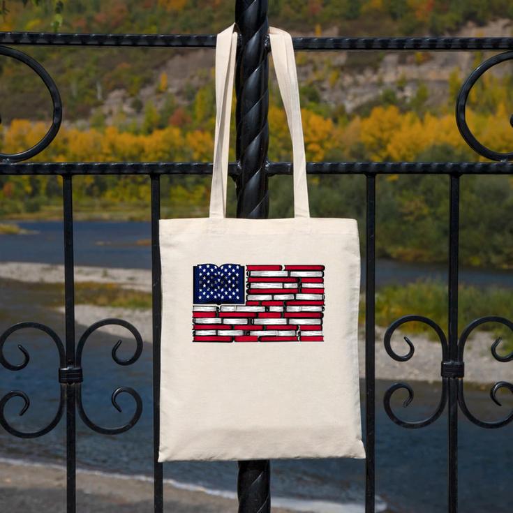 America US Flag Books Library Reading For Book Lover Reader Canvas Tote Bag America US Flag Books Library Reading For Book Lover Reader Canvas Tote Bag