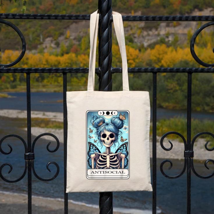 Antisocial Butterfly Tarot Card Introvert Women Stay Home Canvas Tote Bag