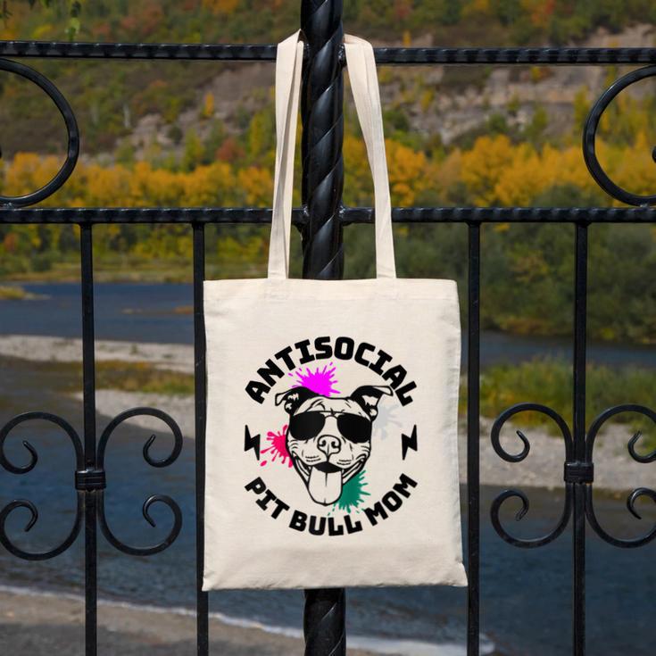 Antisocial Pit Bull Mom Pittie Introvert Dog Lover Pit Bull Raglan Baseball Tee Canvas Tote Bag