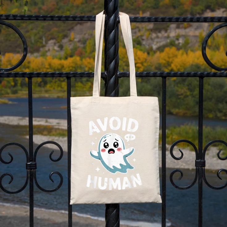 Avoid Humans Cute Kawaii Pastel Ghost Introvert Saying Canvas Tote Bag Avoid Humans Cute Kawaii Pastel Ghost Introvert Saying Canvas Tote Bag