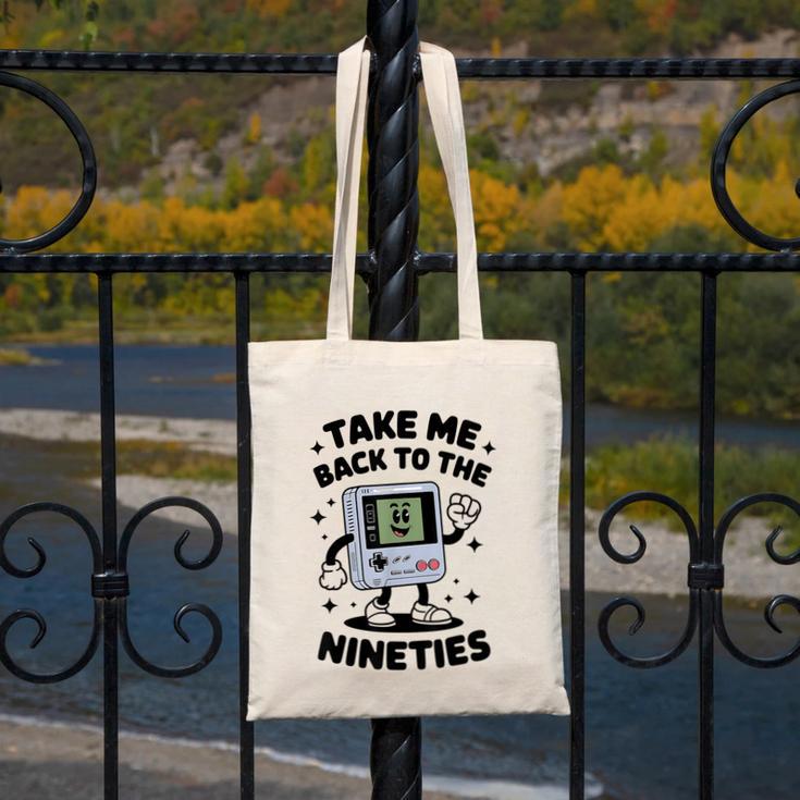 Take Me Back To The Nineties 90's Retro Gamer Nostalgia Canvas Tote Bag