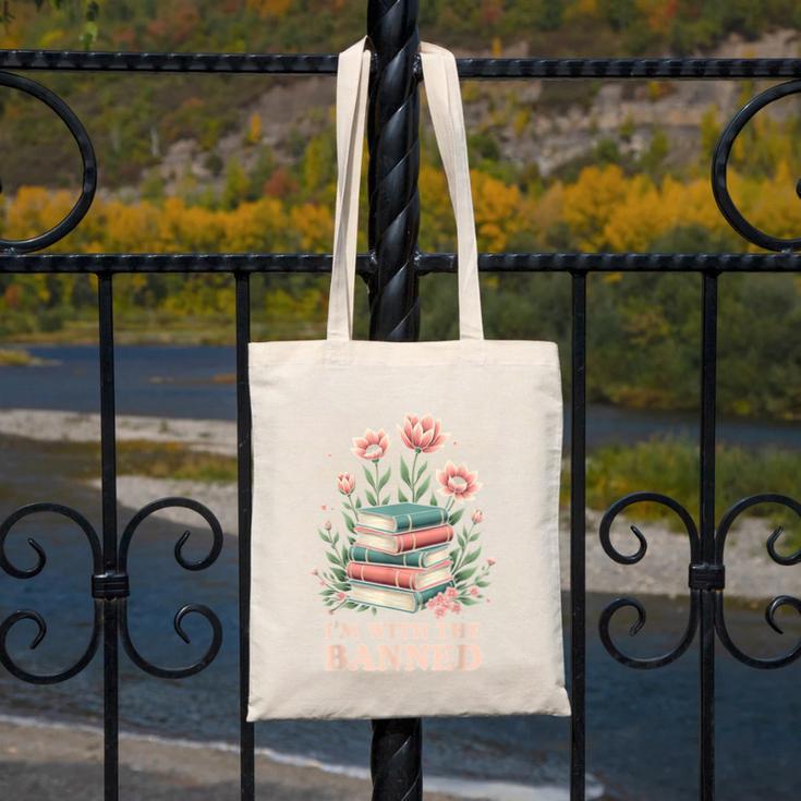 Im With The Banned Floral Flower Book Lover Canvas Tote Bag Im With The Banned Floral Flower Book Lover Canvas Tote Bag