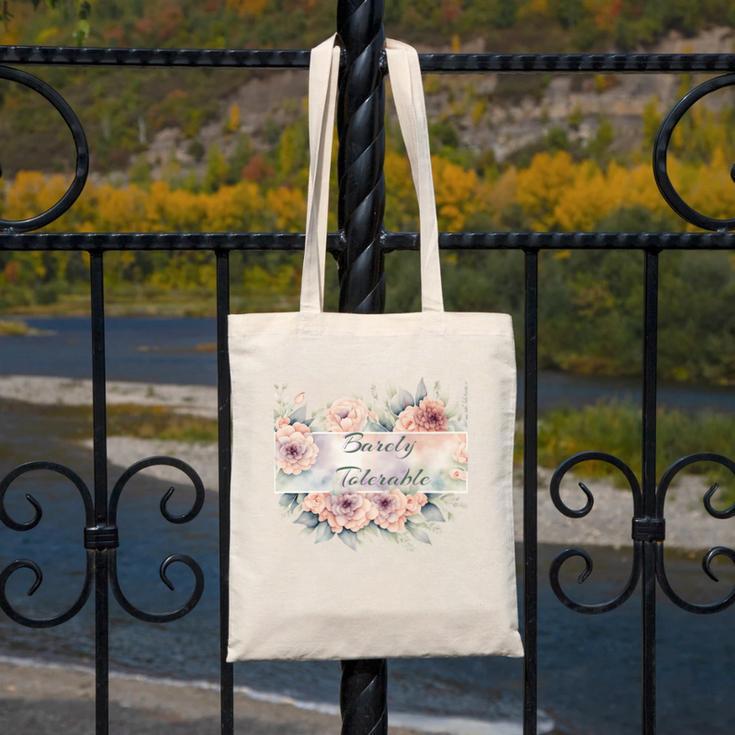 Barely Tolerable Book Floral Bookworm Lover Bookish Premium Canvas Tote Bag Barely Tolerable Book Floral Bookworm Lover Bookish Premium Canvas Tote Bag
