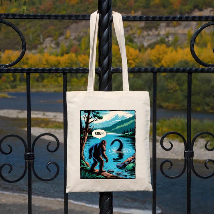 Bigfoot Sasquatch Loch Ness Monster Introvert Bruh Canvas Tote Bag