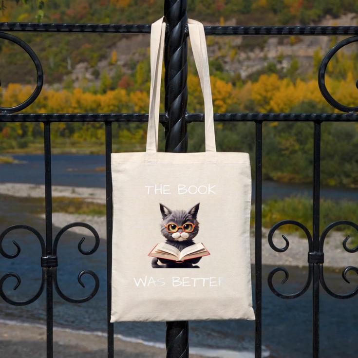 The Book Was Better Literature Teacher Reading Cat Lover Canvas Tote Bag The Book Was Better Literature Teacher Reading Cat Lover Canvas Tote Bag