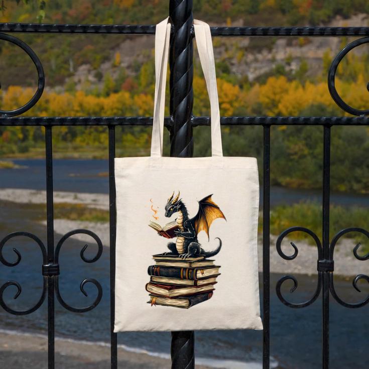 Book Dragon Canvas Tote Bag