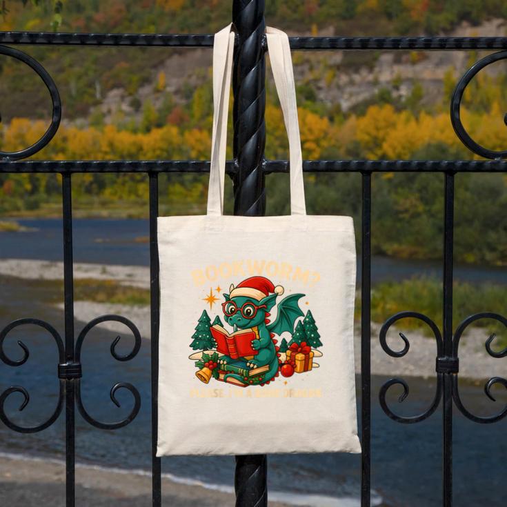 Book Dragon Christmas Reading For Fantasy Lovers Canvas Tote Bag