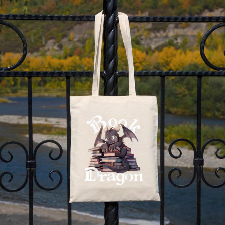 Book Dragon Book Lover Bookworm Book Reader Librarian Canvas Tote Bag